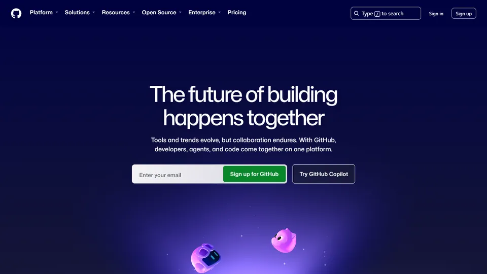 GitHub 网站首页预览